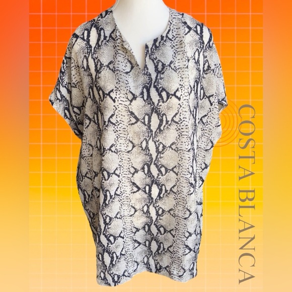 Costa Blanca Women's Snake Print Tunic/Dress - Gray and Cream Snake 🐍 print - Picture 1 of 8